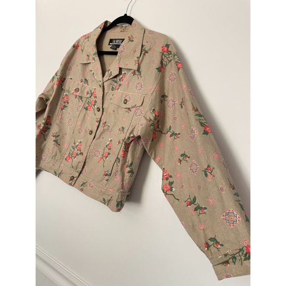 SK Wear Vintage Dainty Floral Neutral Jacket Women's Size Large No Wear A122 - Picture 13 of 13